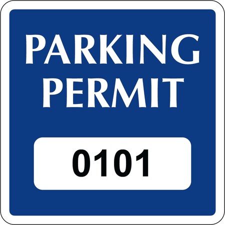 Lustre-Cal Repositionable Parking Permit Dark Blue 2in x 2in  Square Serialized 101-150, 50PK 253749Py1BdSq0101